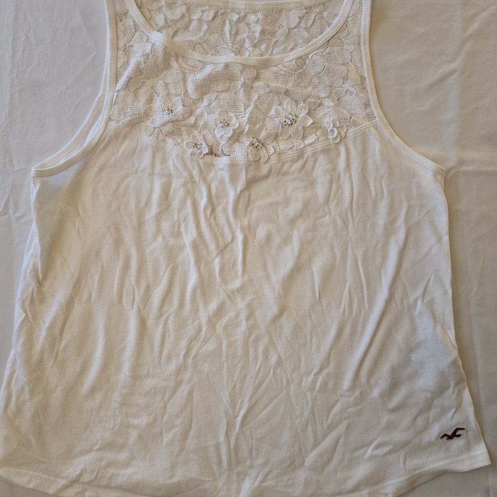 Hollister Cream Lace Yoke Tank Top